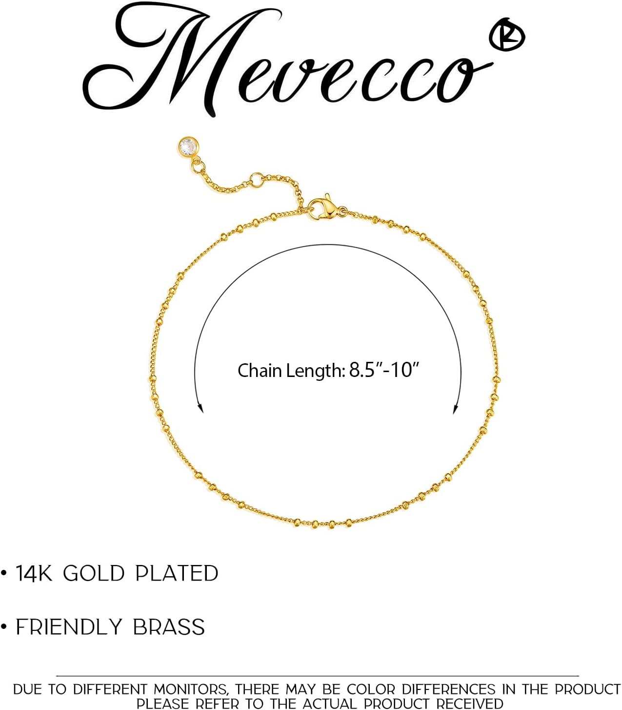 image:imageMEVECCO Anklet for Women Gold Chain 14K Gold Plated Dainty Boho Beach Summer Simple Foot Jewelry Ankle BraceletSatellite