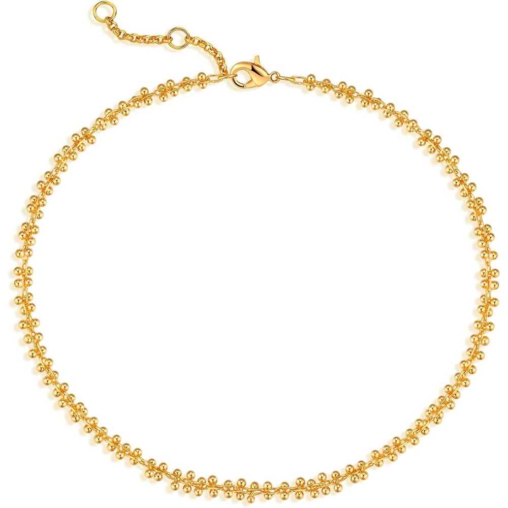 image:imageMEVECCO Anklet for Women Gold Chain 14K Gold Plated Dainty Boho Beach Summer Simple Foot Jewelry Ankle BraceletBall Cluster