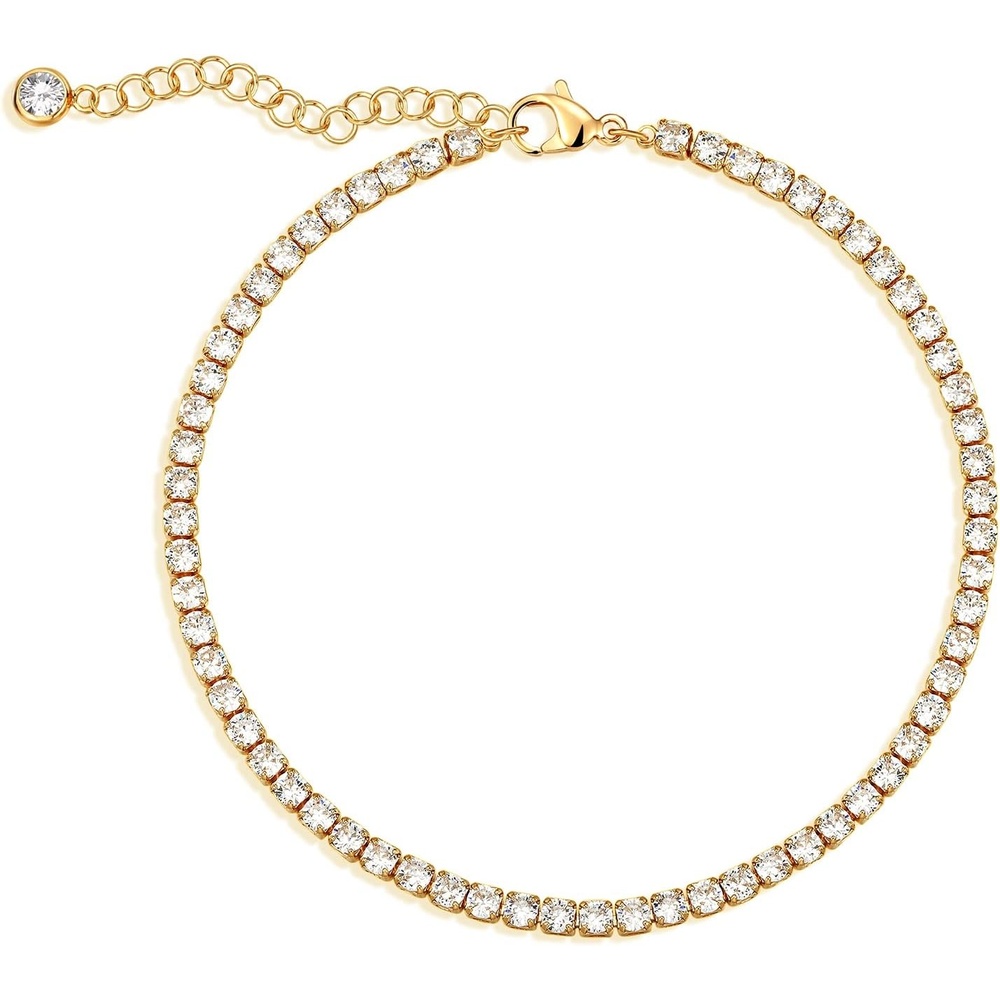 image:imageMEVECCO Anklet for Women Gold Chain 14K Gold Plated Dainty Boho Beach Summer Simple Foot Jewelry Ankle BraceletCZ Claw