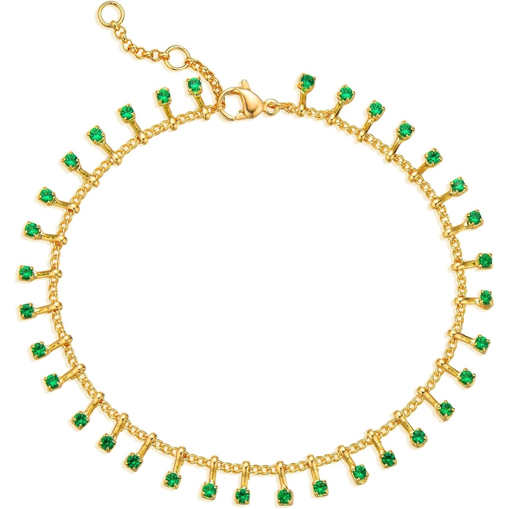 image:imageMEVECCO Dainty Gold Bracelets18K Gold Plated Handmade Cute Tassel Cubic Zirconia Dangle Chain Minimalist Bracelet for Women Jewelry Gifts