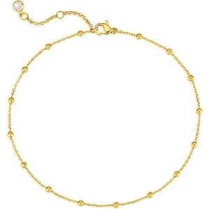 image:imageMEVECCO Anklet for Women Gold Chain 14K Gold Plated Dainty Boho Beach Summer Simple Foot Jewelry Ankle BraceletBall Big