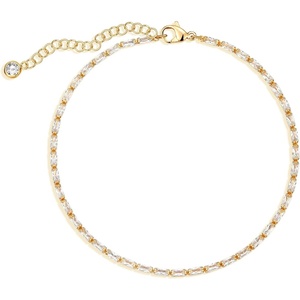 image:imageMEVECCO Anklet for Women Gold Chain 14K Gold Plated Dainty Boho Beach Summer Simple Foot Jewelry Ankle BraceletCZ Rectangle