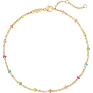 image:imageMEVECCO Anklet for Women Gold Chain 14K Gold Plated Dainty Boho Beach Summer Simple Foot Jewelry Ankle BraceletEnameled Multicolor Ball