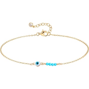image:imageMEVECCO Anklet for Women Gold Chain 14K Gold Plated Dainty Boho Beach Summer Simple Foot Jewelry Ankle BraceletEvil Eye