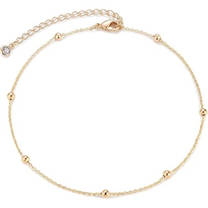 image:imageMEVECCO Anklet for Women Gold Chain 14K Gold Plated Dainty Boho Beach Summer Simple Foot Jewelry Ankle BraceletGold Ball