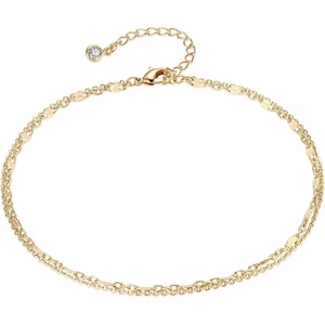 image:imageMEVECCO Anklet for Women Gold Chain 14K Gold Plated Dainty Boho Beach Summer Simple Foot Jewelry Ankle BraceletLayer Lace