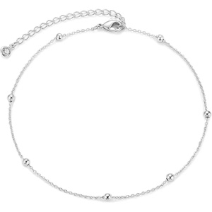image:imageMEVECCO Anklet for Women Gold Chain 14K Gold Plated Dainty Boho Beach Summer Simple Foot Jewelry Ankle BraceletSilver Ball