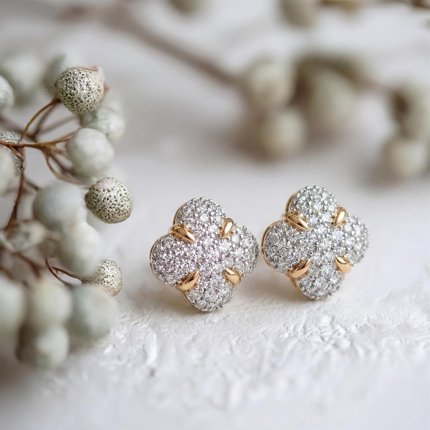 image:imageMEVECCO 18K Gold Plated Stud Earrings for Women Cubic Zirconia Dainty Small Minimalist Shape Jewelry for Everyday Stackable Styleflower