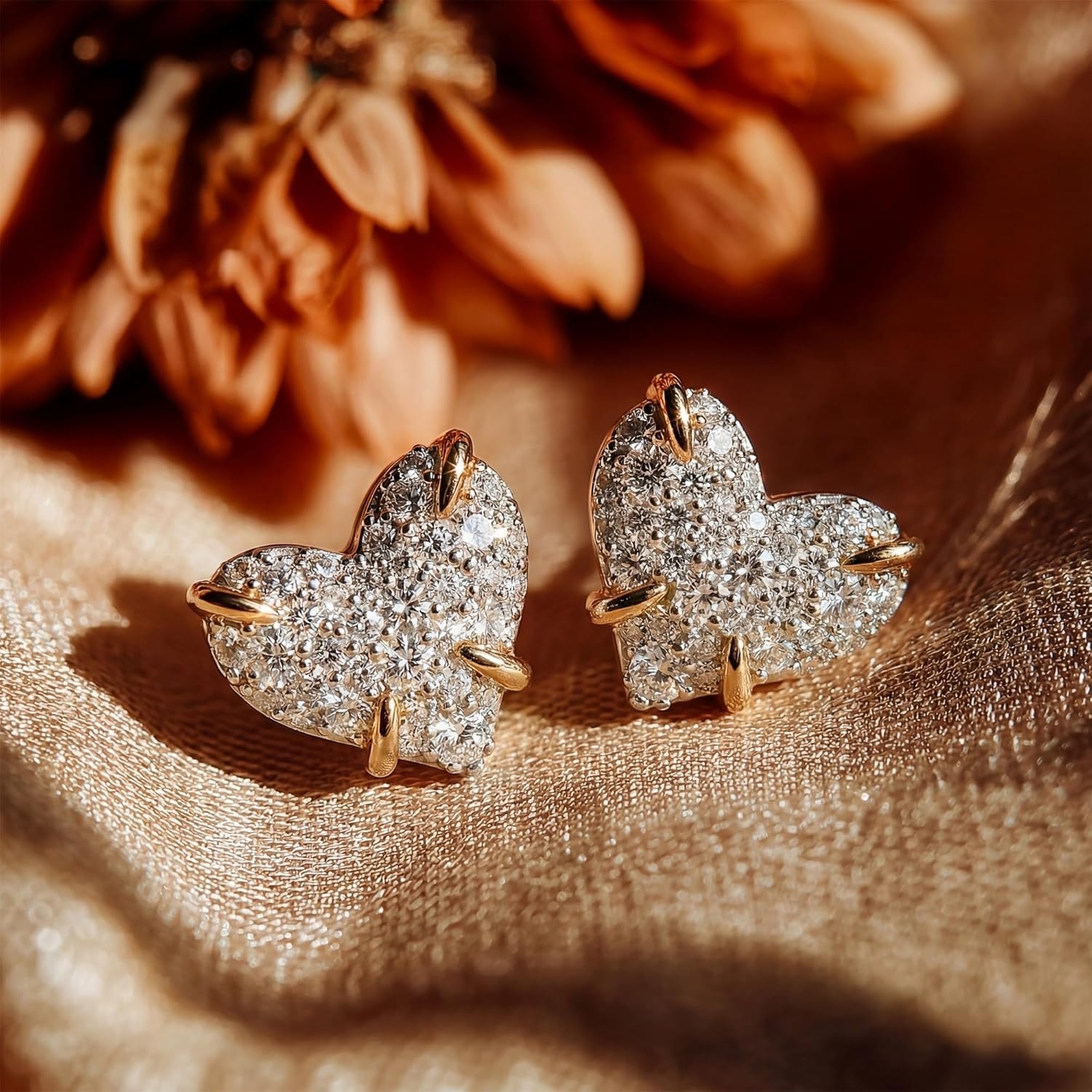 image:imageMEVECCO 18K Gold Plated Stud Earrings for Women Cubic Zirconia Dainty Small Minimalist Shape Jewelry for Everyday Stackable Styleheart