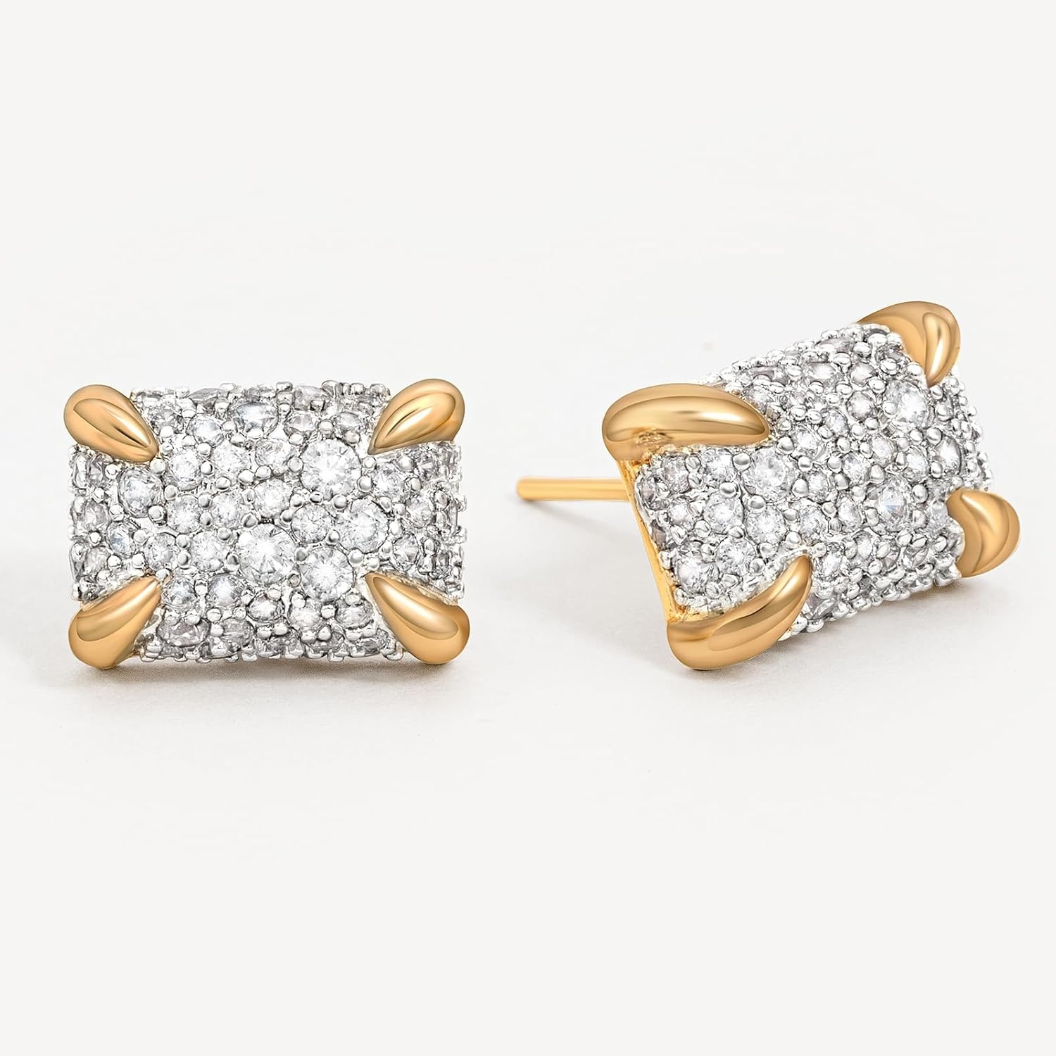 image:imageMEVECCO 18K Gold Plated Stud Earrings for Women Cubic Zirconia Dainty Small Minimalist Shape Jewelry for Everyday Stackable Stylerectangle