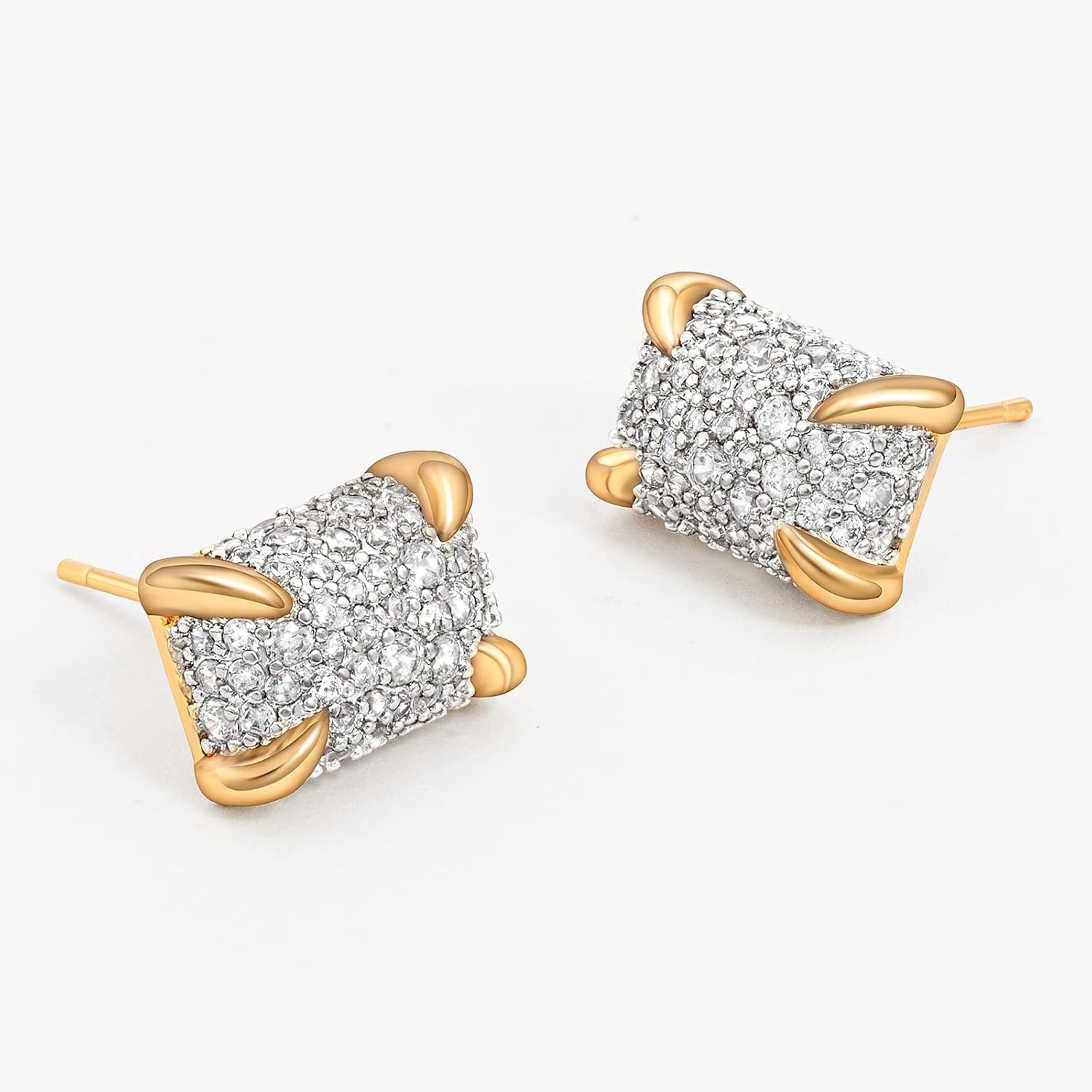 image:imageMEVECCO 18K Gold Plated Stud Earrings for Women Cubic Zirconia Dainty Small Minimalist Shape Jewelry for Everyday Stackable Stylerectangle