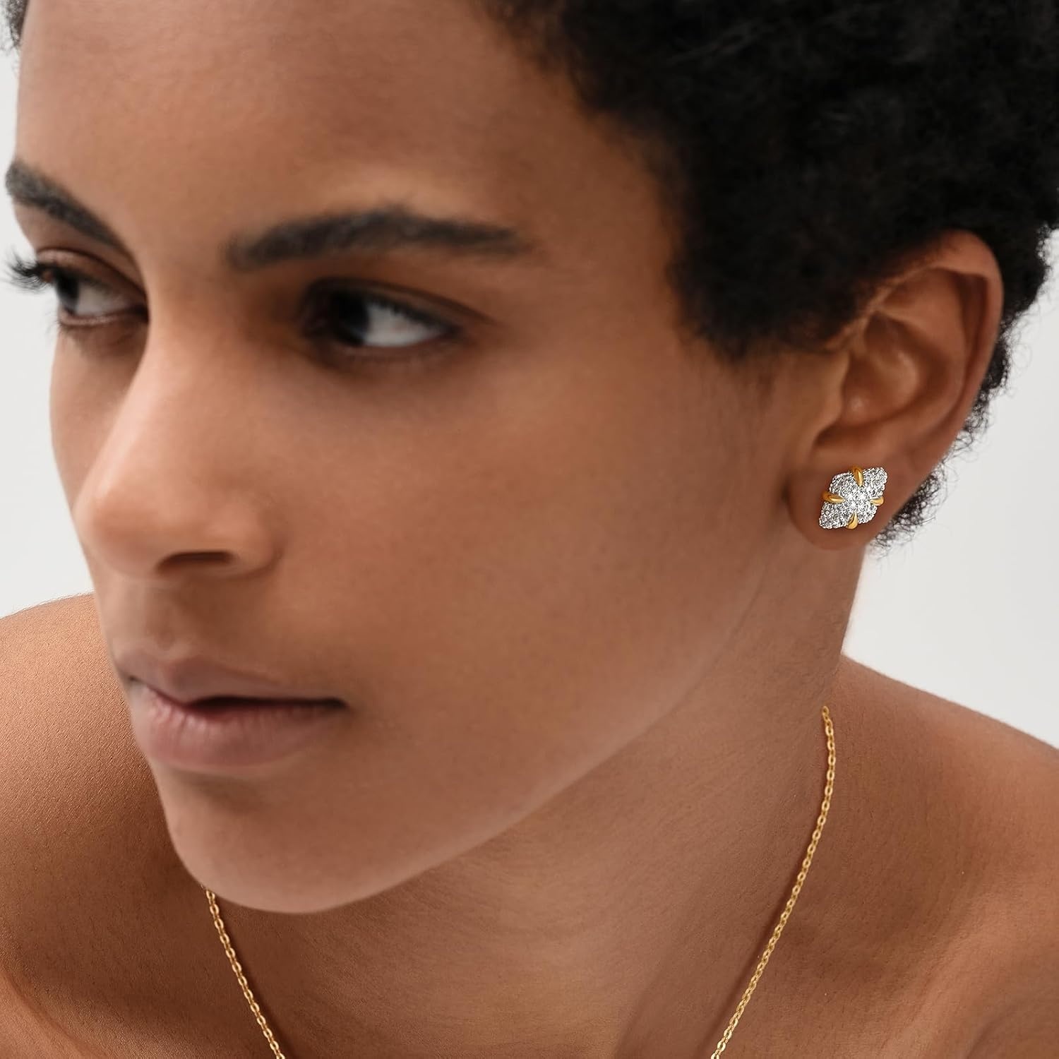 image:imageMEVECCO 18K Gold Plated Stud Earrings for Women Cubic Zirconia Dainty Small Minimalist Shape Jewelry for Everyday Stackable Stylerhombus