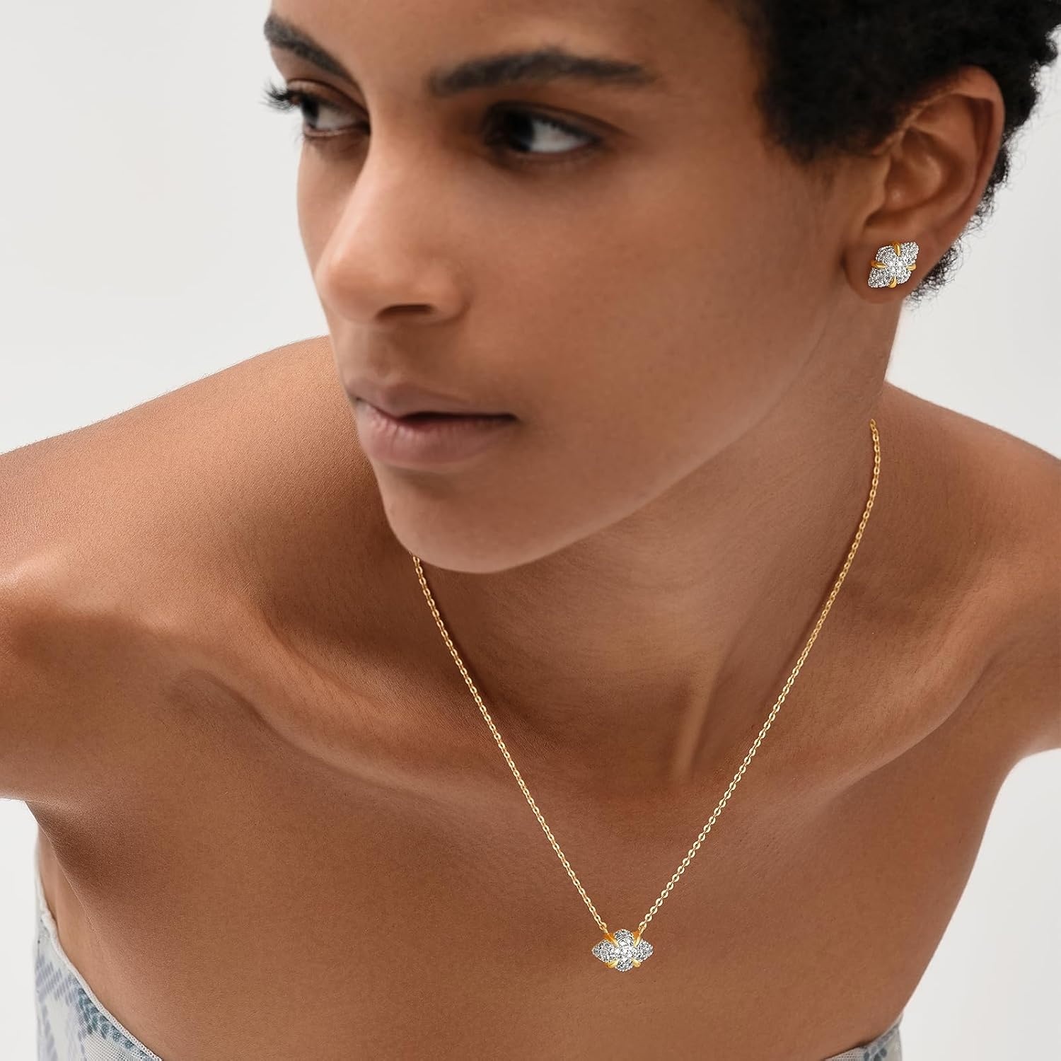 image:imageMEVECCO 18K Gold Plated Stud Earrings for Women Cubic Zirconia Dainty Small Minimalist Shape Jewelry for Everyday Stackable Stylerhombus