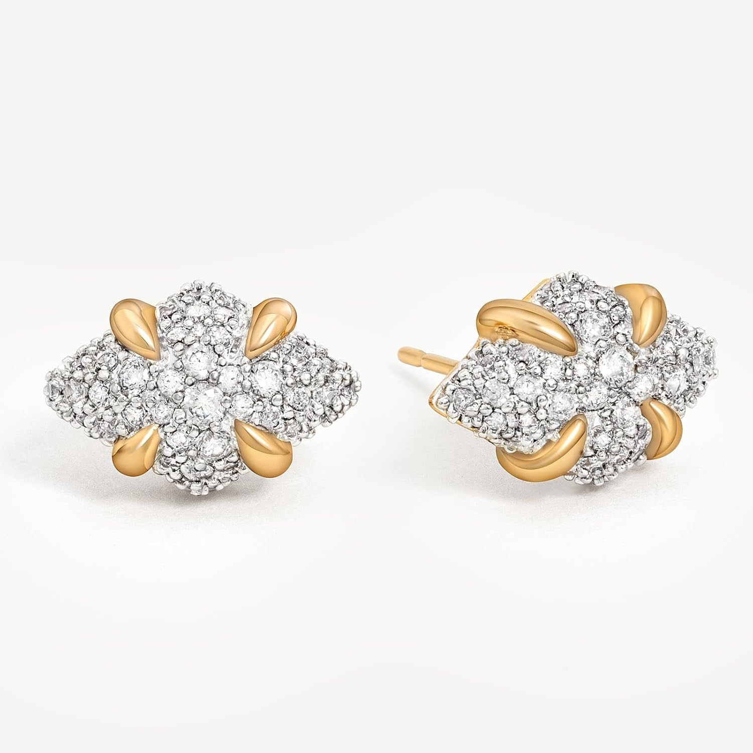 image:imageMEVECCO 18K Gold Plated Stud Earrings for Women Cubic Zirconia Dainty Small Minimalist Shape Jewelry for Everyday Stackable Stylerhombus