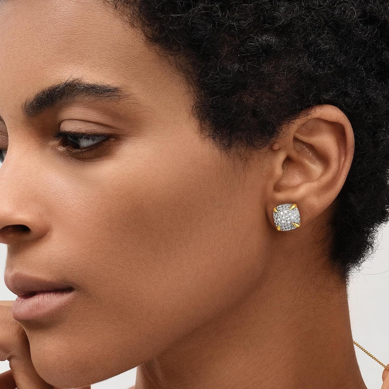 image:imageMEVECCO 18K Gold Plated Stud Earrings for Women Cubic Zirconia Dainty Small Minimalist Shape Jewelry for Everyday Stackable Stylesquare