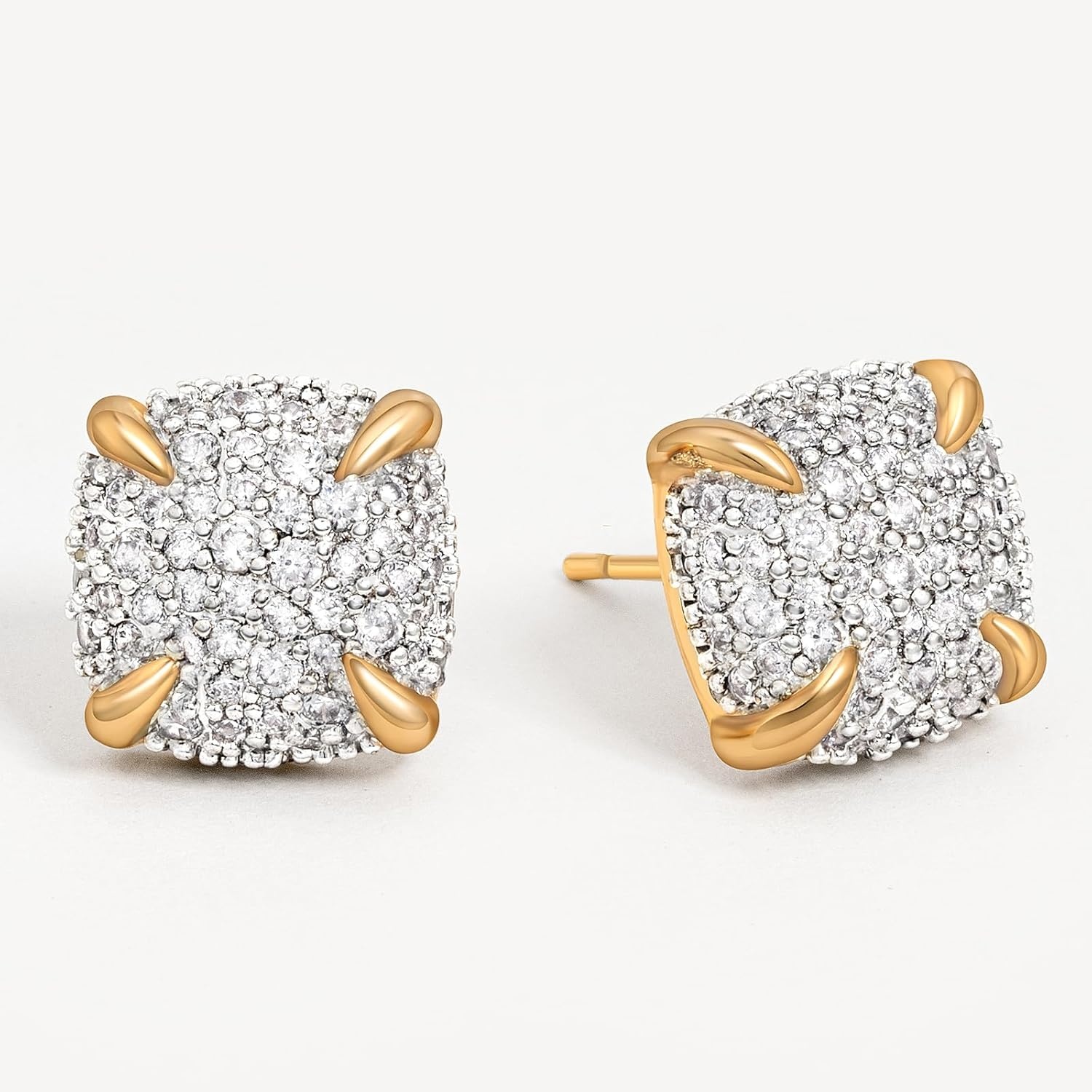 image:imageMEVECCO 18K Gold Plated Stud Earrings for Women Cubic Zirconia Dainty Small Minimalist Shape Jewelry for Everyday Stackable Stylesquare