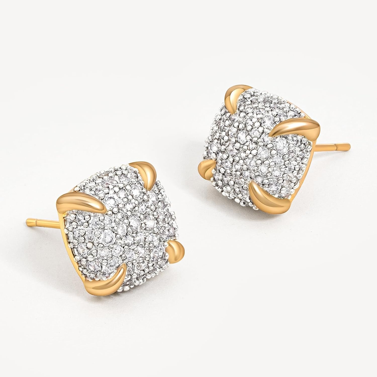 image:imageMEVECCO 18K Gold Plated Stud Earrings for Women Cubic Zirconia Dainty Small Minimalist Shape Jewelry for Everyday Stackable Stylesquare