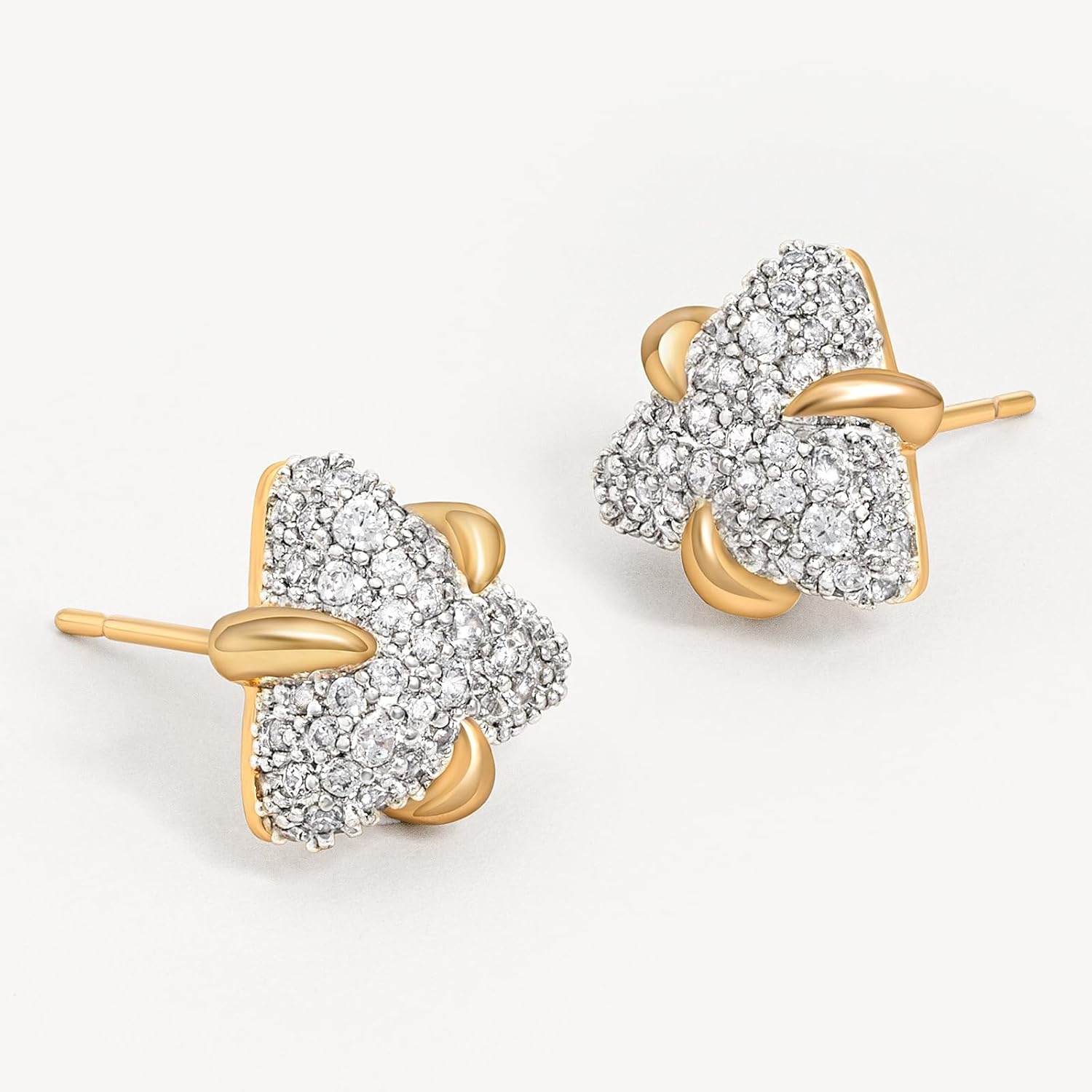 image:imageMEVECCO 18K Gold Plated Stud Earrings for Women Cubic Zirconia Dainty Small Minimalist Shape Jewelry for Everyday Stackable Styletriangle