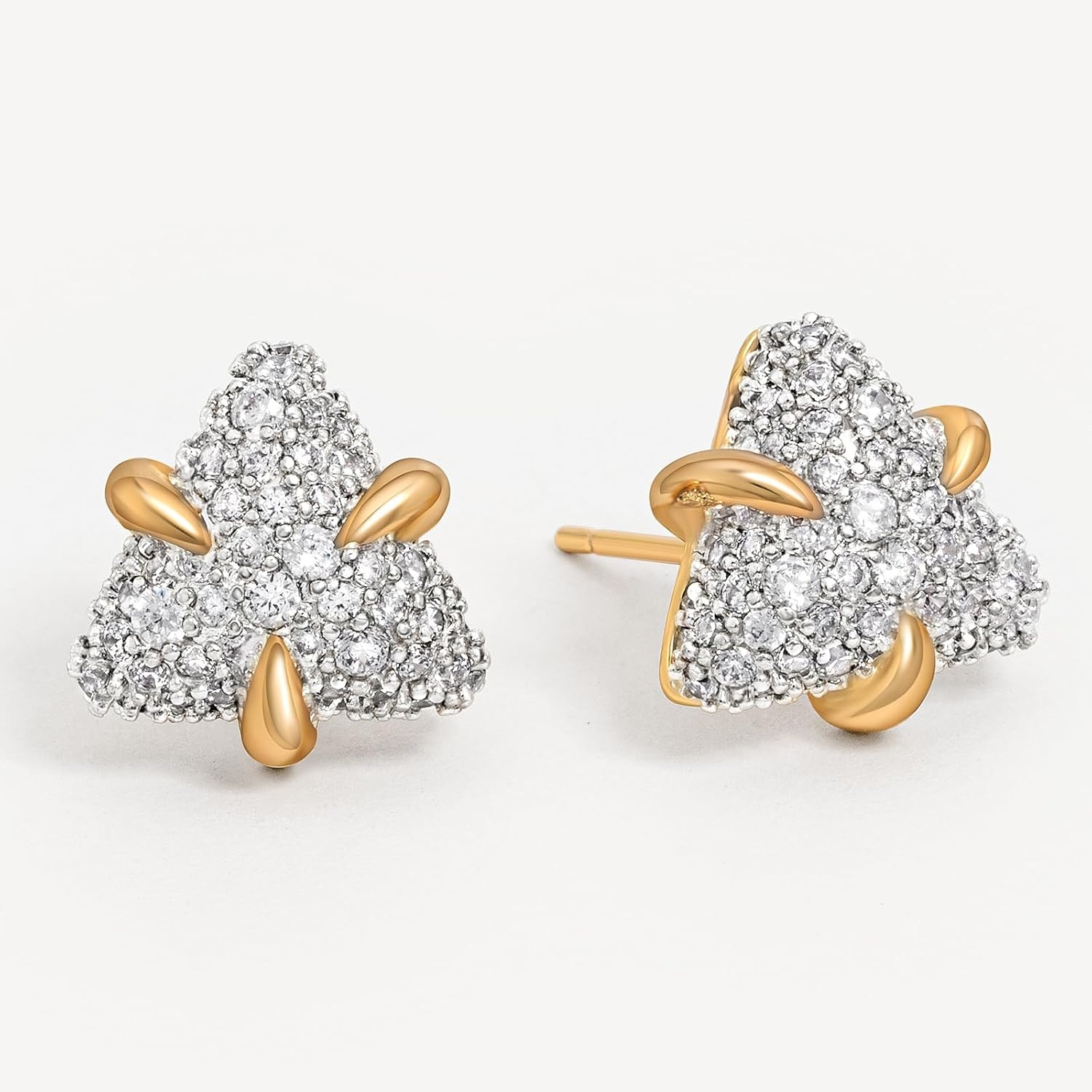 image:imageMEVECCO 18K Gold Plated Stud Earrings for Women Cubic Zirconia Dainty Small Minimalist Shape Jewelry for Everyday Stackable Styletriangle