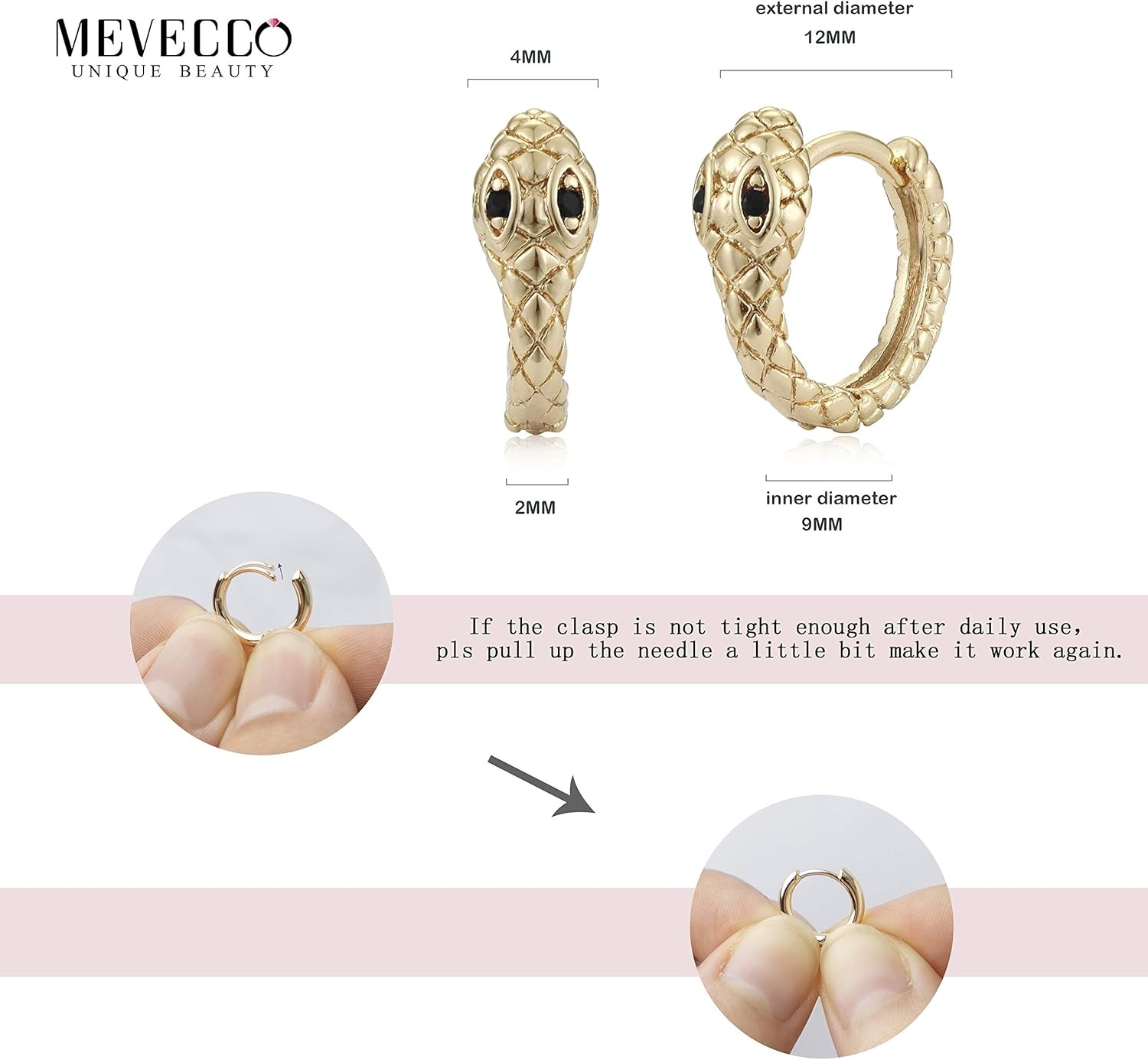 image:imageMEVECCO Dainty Gold Snake Earrings for Women 18K Gold Plated Dainty Snake Huggie Hoop Earrings Small Tiny Minimalist Snake Hoop Huggie Earrings Snake JewelrySnake Hoop