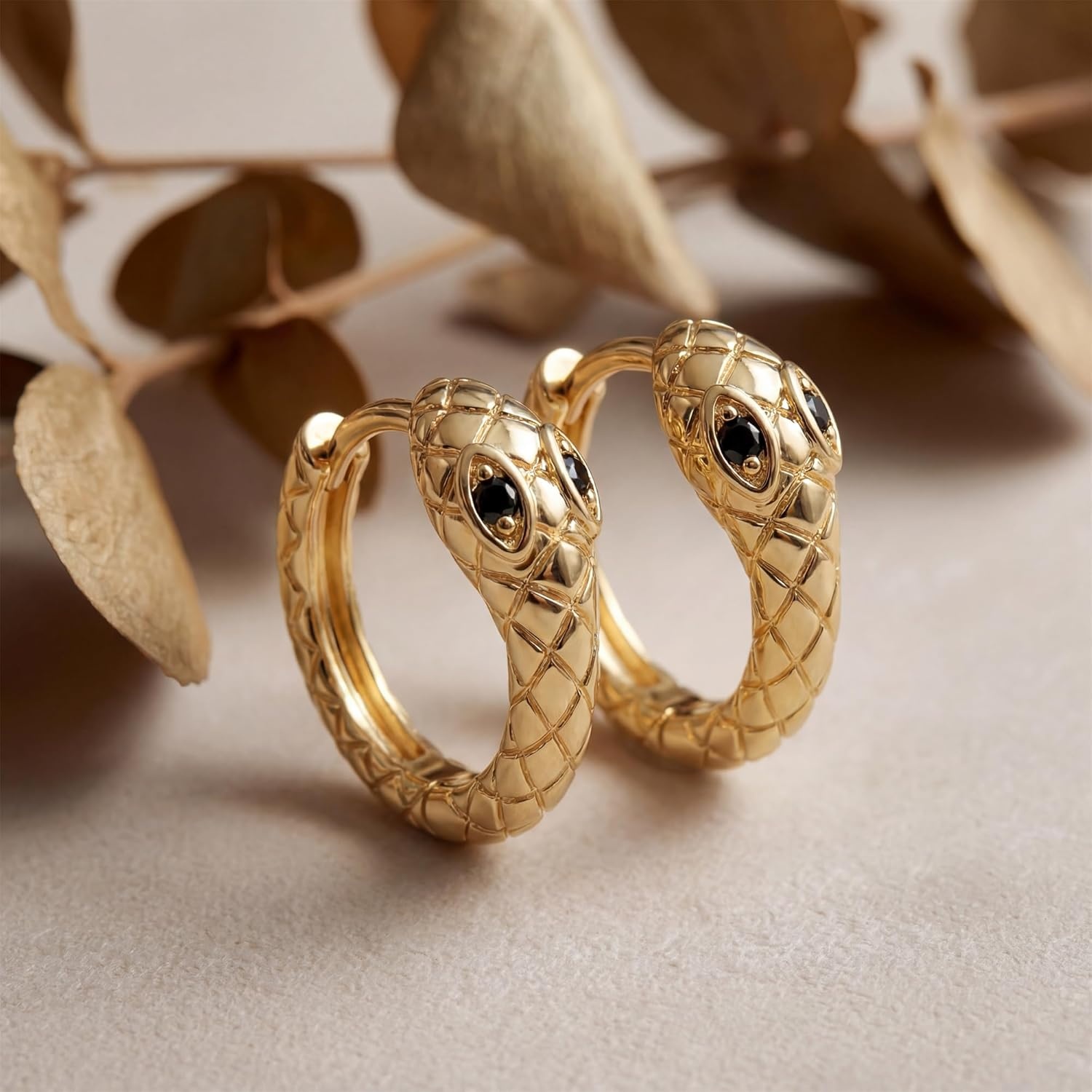 image:imageMEVECCO Dainty Gold Snake Earrings for Women 18K Gold Plated Dainty Snake Huggie Hoop Earrings Small Tiny Minimalist Snake Hoop Huggie Earrings Snake JewelrySnake Hoop