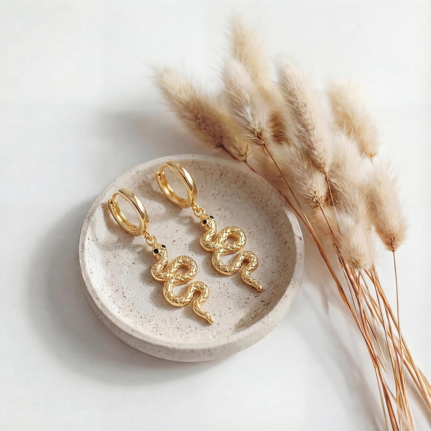 image:imageMEVECCO Dainty Gold Snake Earrings for Women 18K Gold Plated Dainty Snake Huggie Hoop Earrings Small Tiny Minimalist Snake Hoop Huggie Earrings Snake JewelrySnake Dangle