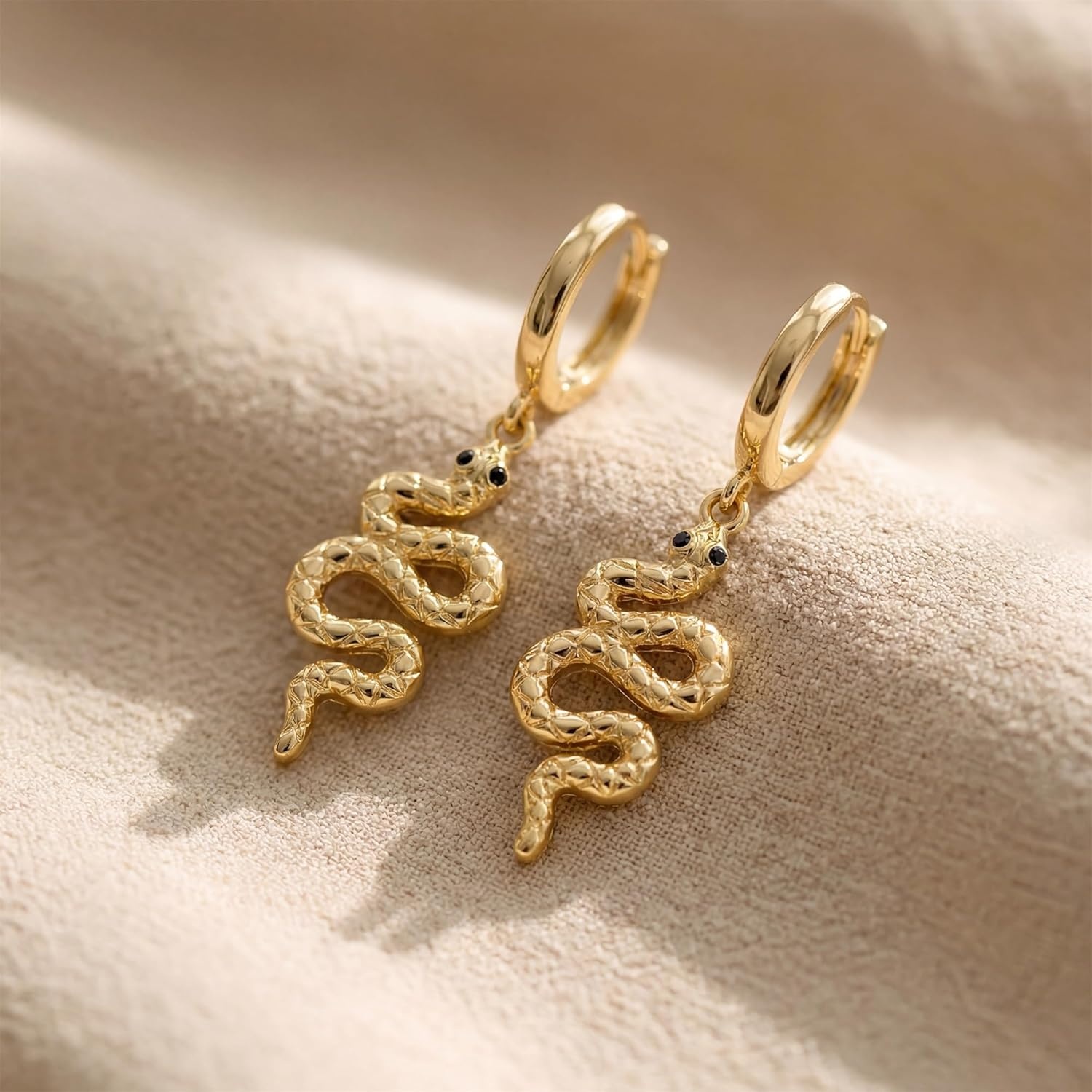 image:imageMEVECCO Dainty Gold Snake Earrings for Women 18K Gold Plated Dainty Snake Huggie Hoop Earrings Small Tiny Minimalist Snake Hoop Huggie Earrings Snake JewelrySnake Dangle