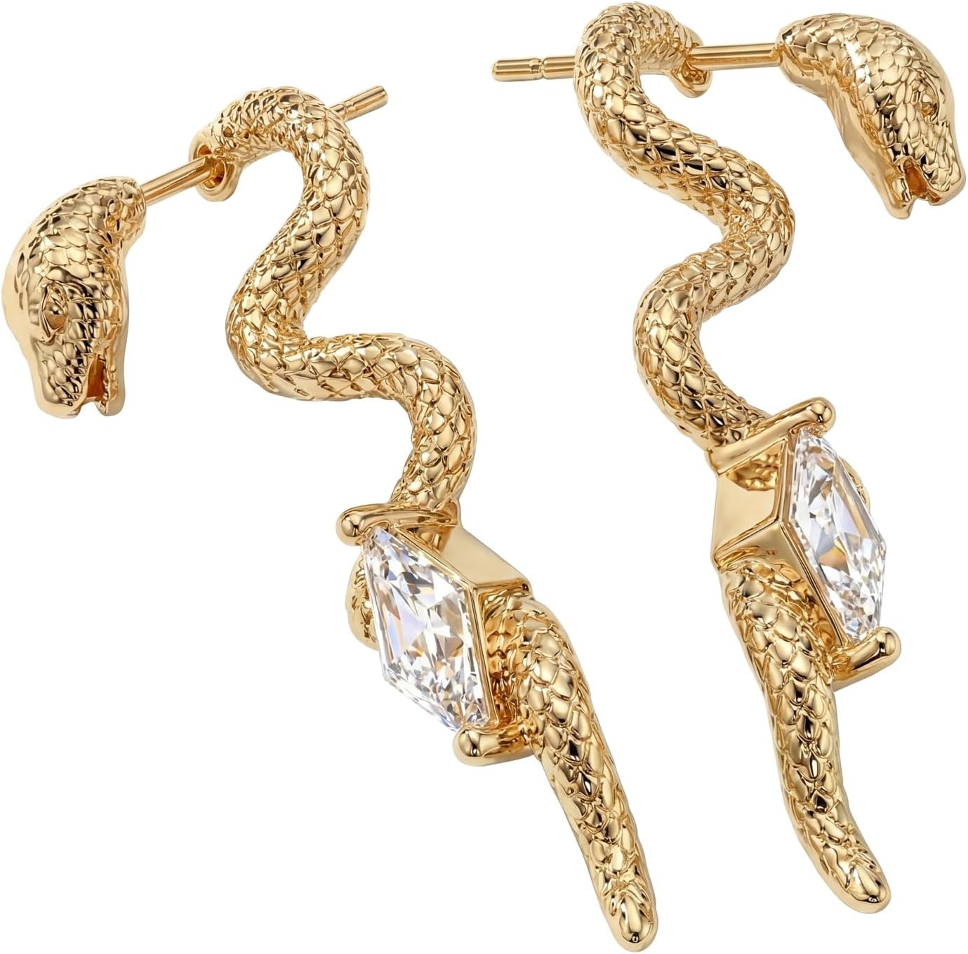 image:imageMEVECCO Dainty Snake Earrings Studs for Women 18K Gold Plated Boho Small Tiny Minimalist Stud EarringsWhite CZ Snake Studs