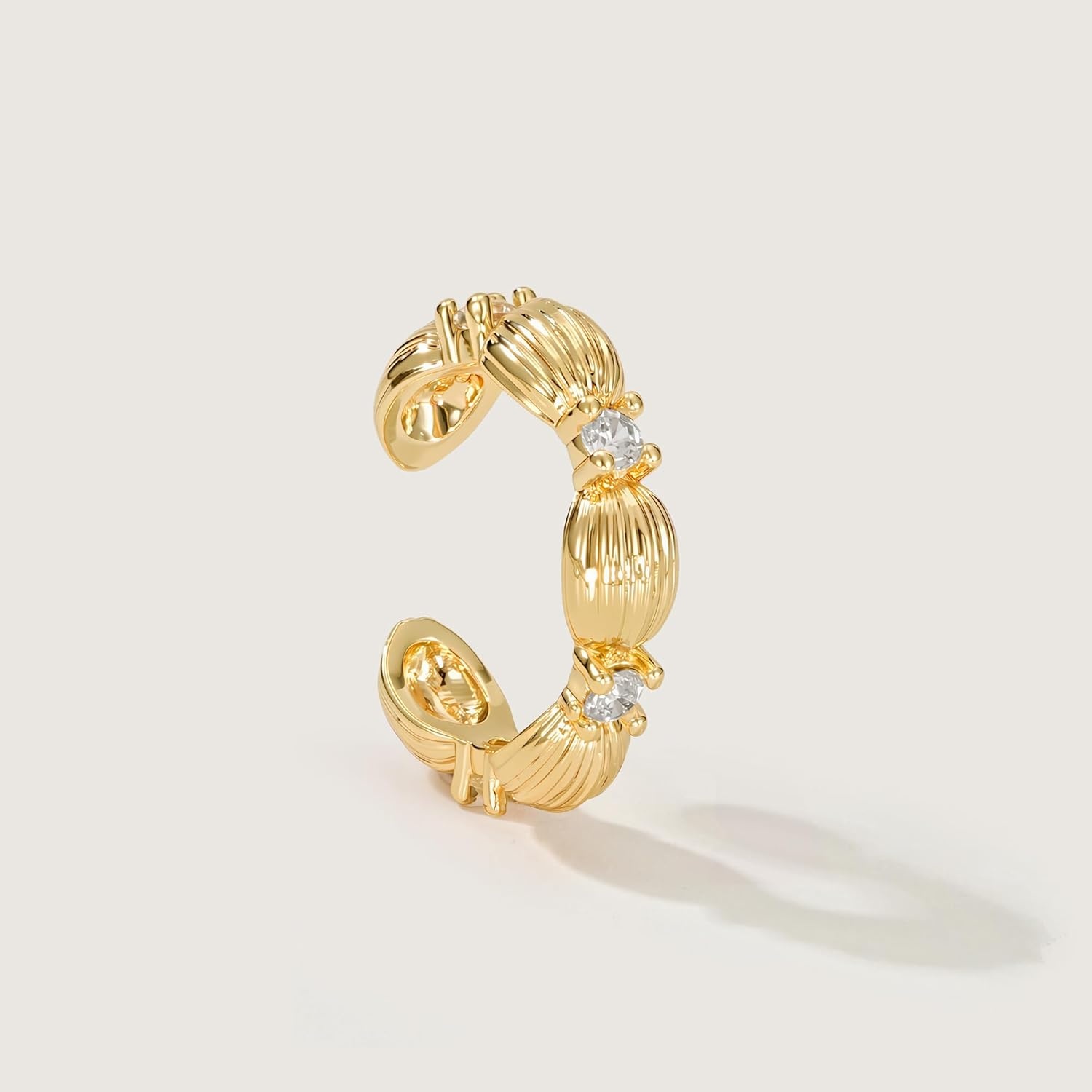 image:imageMEVECCO Ear Cuff Non Piercing 18K Gold Plated Ear Cuff Earring Sets Clip on Cartilage Turquoise Red Ruby CZ Heart Flower Fake Hoop Earrings Stack Women Giftscute cuff