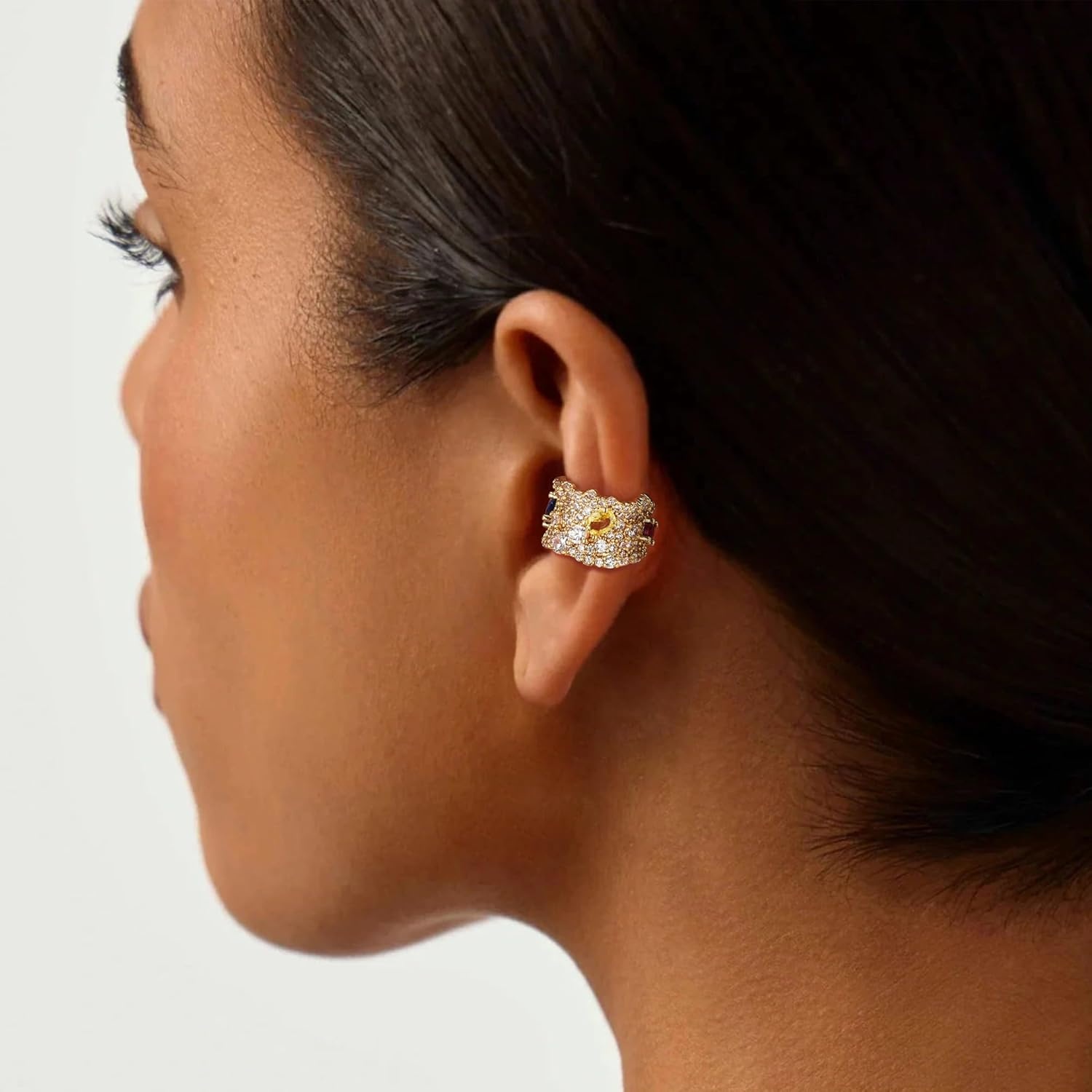 image:imageMEVECCO Ear Cuff Non Piercing 18K Gold Plated Ear Cuff Earring Sets Clip on Cartilage Turquoise Red Ruby CZ Heart Flower Fake Hoop Earrings Stack Women Giftsshiny cuff