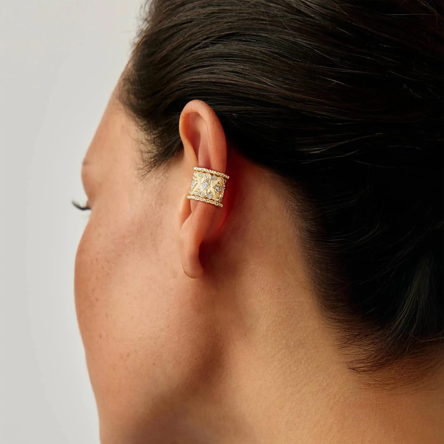 image:imageMEVECCO Ear Cuff Non Piercing 18K Gold Plated Ear Cuff Earring Sets Clip on Cartilage Turquoise Red Ruby CZ Heart Flower Fake Hoop Earrings Stack Women Giftswide cuff