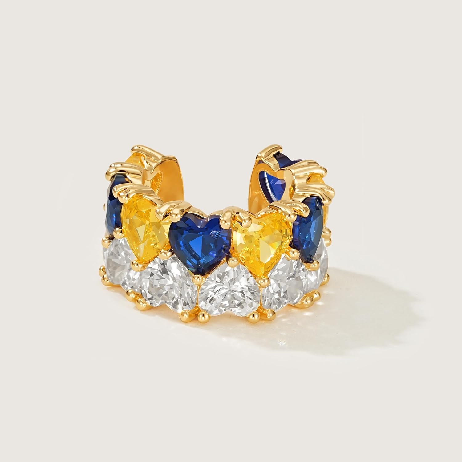 image:imageMEVECCO Ear Cuff Non Piercing 18K Gold Plated Ear Cuff Earring Sets Clip on Cartilage Turquoise Red Ruby CZ Heart Flower Fake Hoop Earrings Stack Women Giftsheart cuff