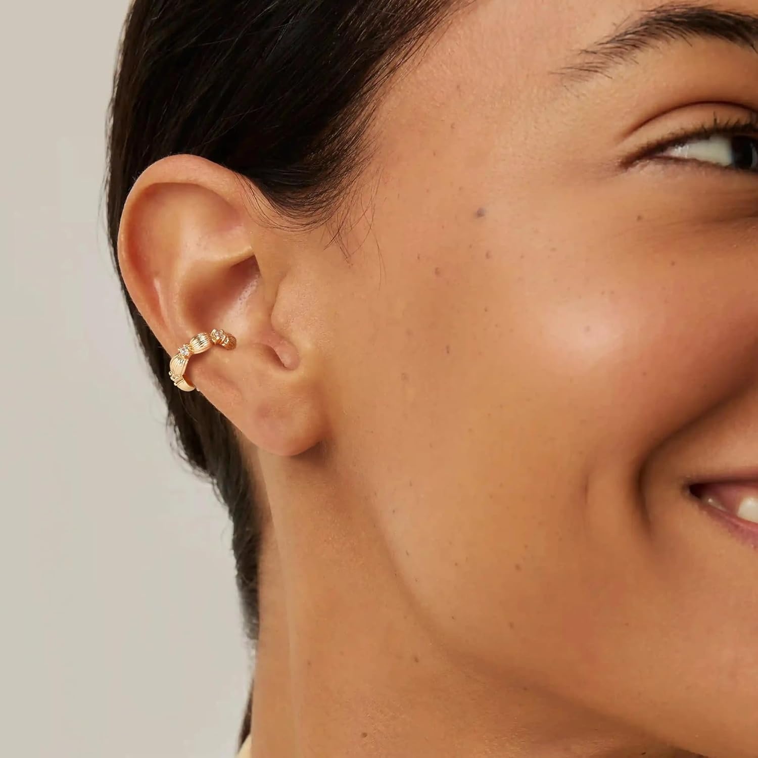 image:imageMEVECCO Ear Cuff Non Piercing 18K Gold Plated Ear Cuff Earring Sets Clip on Cartilage Turquoise Red Ruby CZ Heart Flower Fake Hoop Earrings Stack Women Giftscute cuff