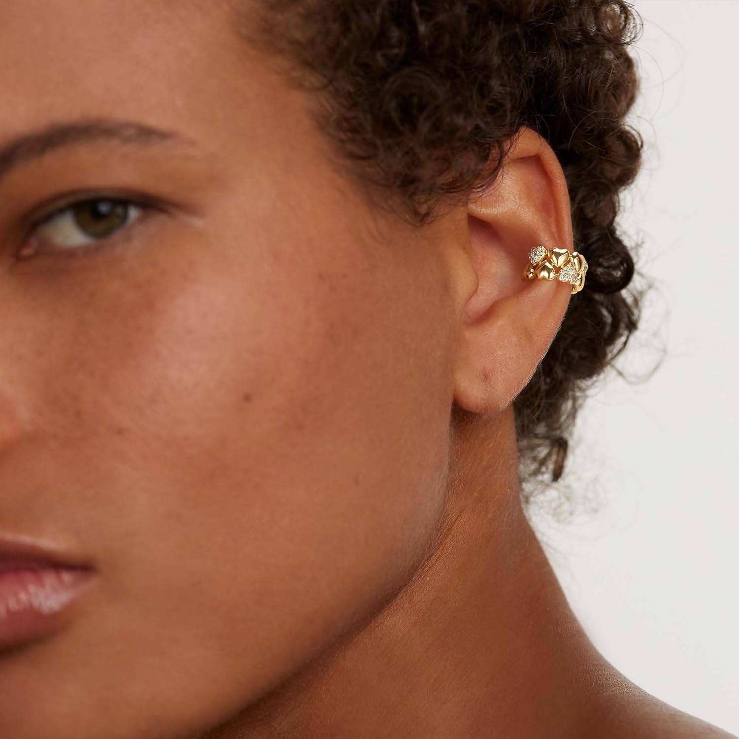 image:imageMEVECCO Ear Cuffs Non Piercing For Women 18K Gold Plated Turquiose Pearl Zircons Ear Cuff Earring Clip on Cartilage Fake Hoop Earrings Stack Jewelry GiftsHeart
