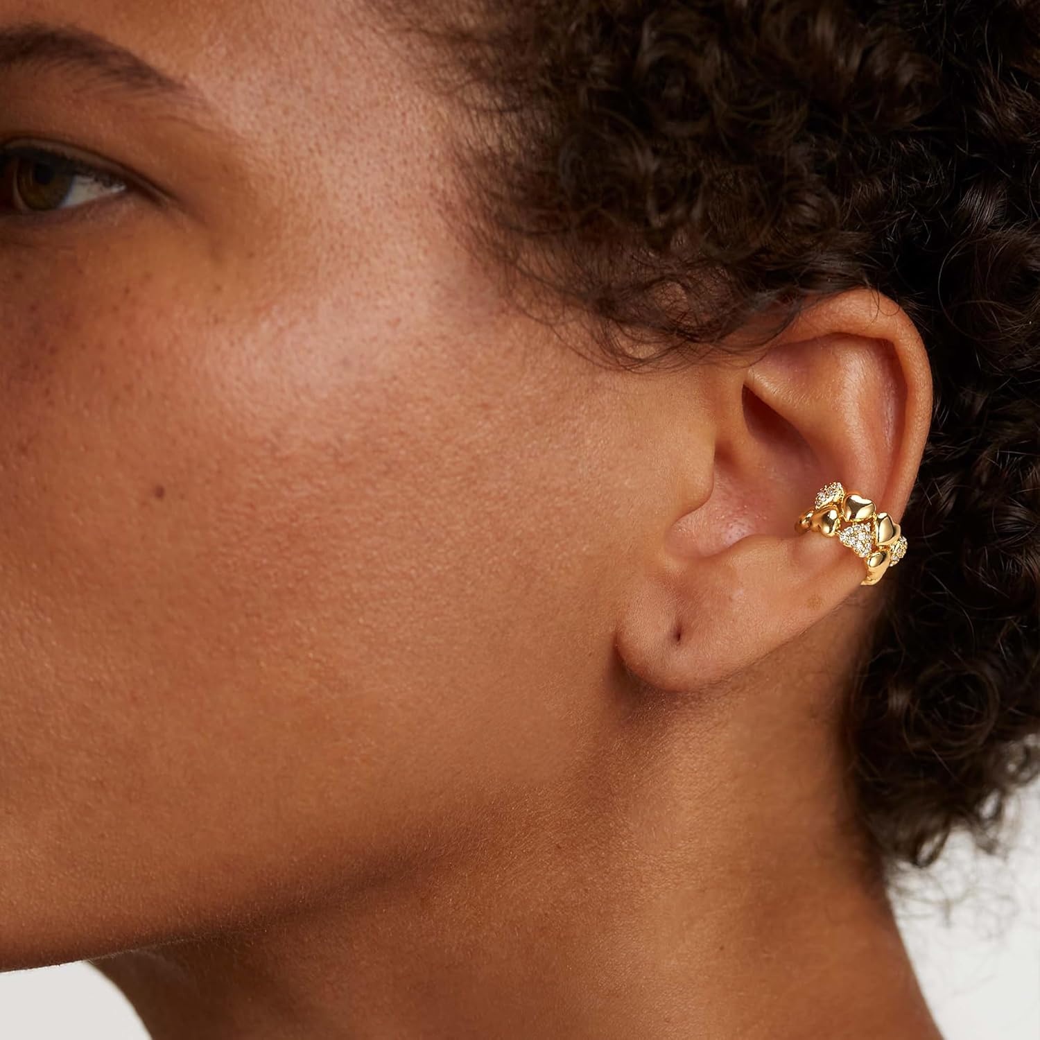 image:imageMEVECCO Ear Cuffs Non Piercing For Women 18K Gold Plated Turquiose Pearl Zircons Ear Cuff Earring Clip on Cartilage Fake Hoop Earrings Stack Jewelry GiftsHeart
