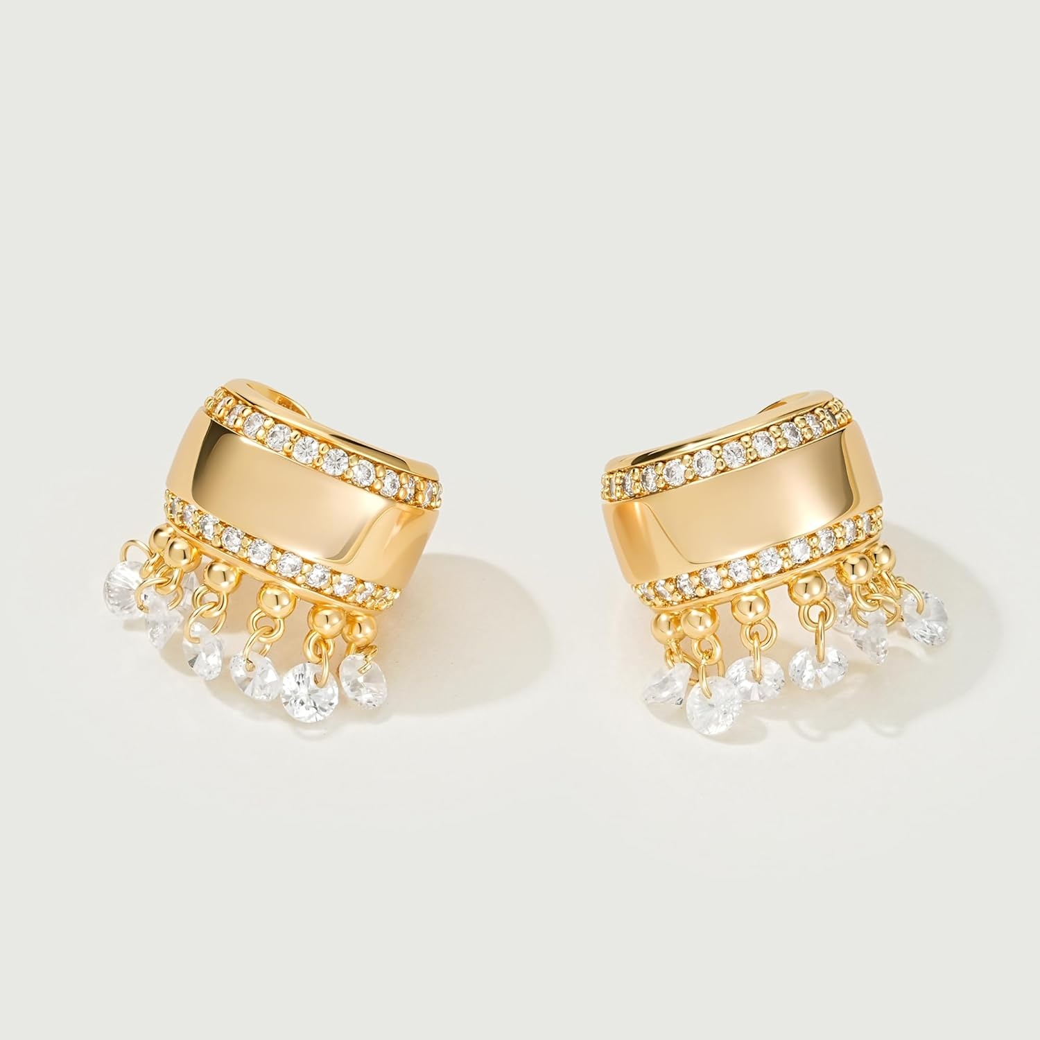 image:imageMEVECCO Ear Cuffs Non Piercing For Women 18K Gold Plated Turquiose Pearl Zircons Ear Cuff Earring Clip on Cartilage Fake Hoop Earrings Stack Jewelry GiftsTassel Pair