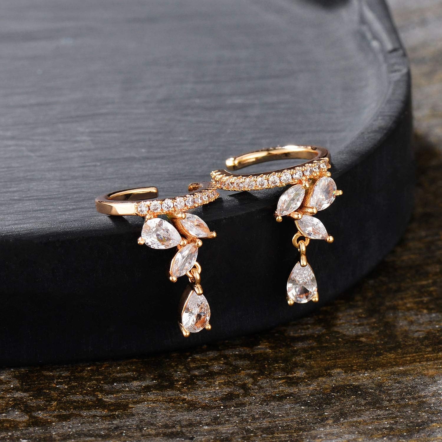image:imageMEVECCO Gold Ear Cuff Earring 18K Gold Plated Non Pierced Ear Cartilage Clip on Wrap Hoop Tiny Chunky Blod Thick Simple Minimalist Handmade Delicate Hypoallergenic Ear Cuff Fake Earrings Women GiftDangle CZ
