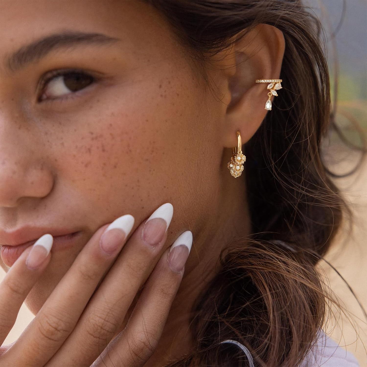 image:imageMEVECCO Gold Ear Cuff Earring 18K Gold Plated Non Pierced Ear Cartilage Clip on Wrap Hoop Tiny Chunky Blod Thick Simple Minimalist Handmade Delicate Hypoallergenic Ear Cuff Fake Earrings Women GiftDangle CZ
