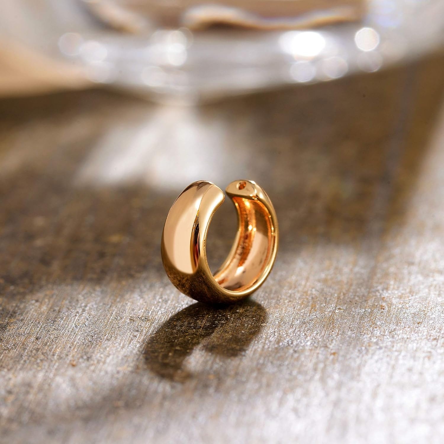 image:imageMEVECCO Gold Ear Cuff Earring 18K Gold Plated Non Pierced Ear Cartilage Clip on Wrap Hoop Tiny Chunky Blod Thick Simple Minimalist Handmade Delicate Hypoallergenic Ear Cuff Fake Earrings Women GiftThick