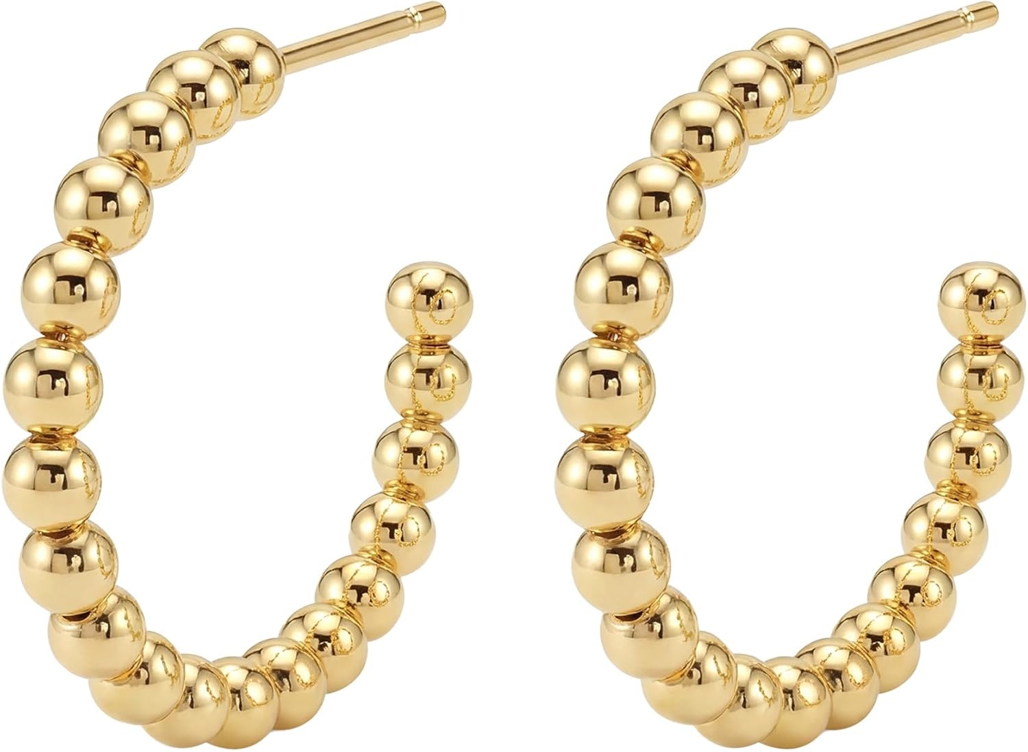 image:imageMEVECCO Gold Hoop Earring Sterling Silver Post Open Hoops 18K Gold Plated Small Hypoallergenic Gradual Earrings Jewelry for HerBeaded