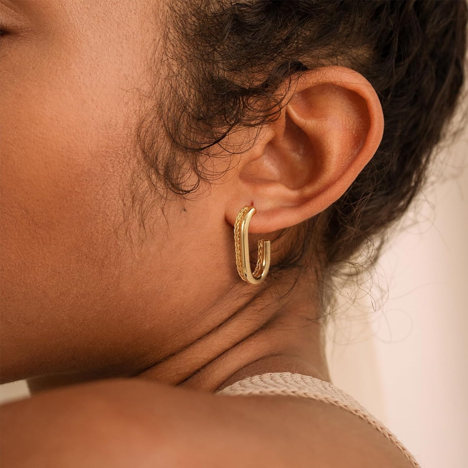image:imageMEVECCO Gold Hoop Earring Sterling Silver Post Open Hoops 18K Gold Plated Small Hypoallergenic Gradual Earrings Jewelry for HerOShape