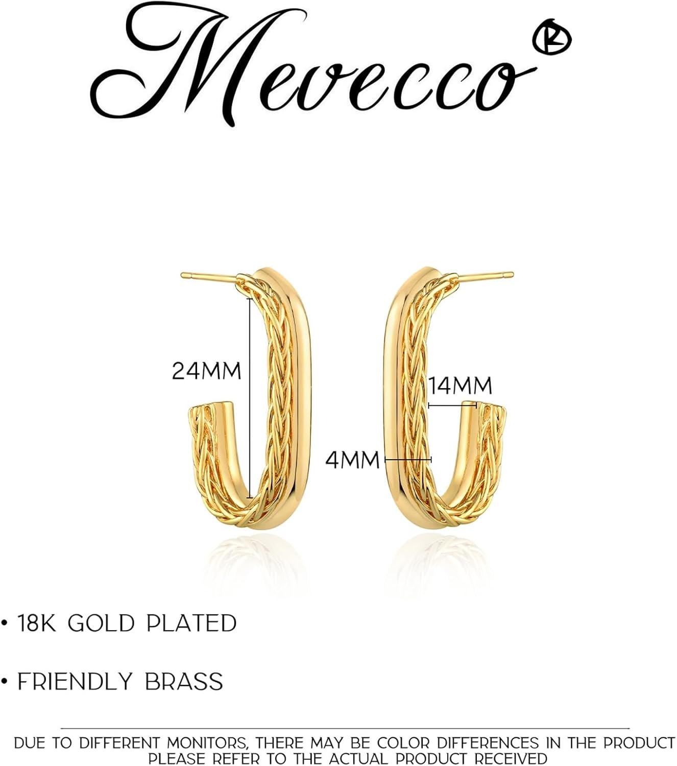 image:imageMEVECCO Gold Hoop Earring Sterling Silver Post Open Hoops 18K Gold Plated Small Hypoallergenic Gradual Earrings Jewelry for HerOShape
