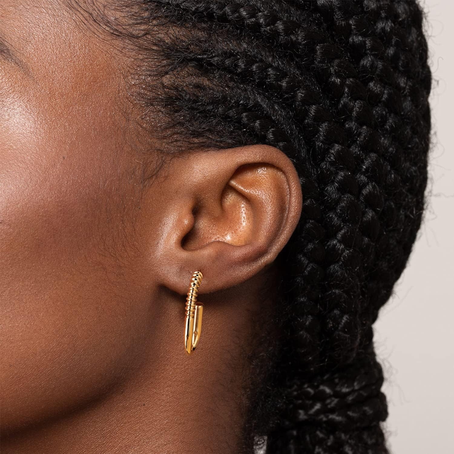 image:imageMEVECCO Gold Hoop Earring Sterling Silver Post Open Hoops 18K Gold Plated Small Hypoallergenic Gradual Earrings Jewelry for HerScrew UShape