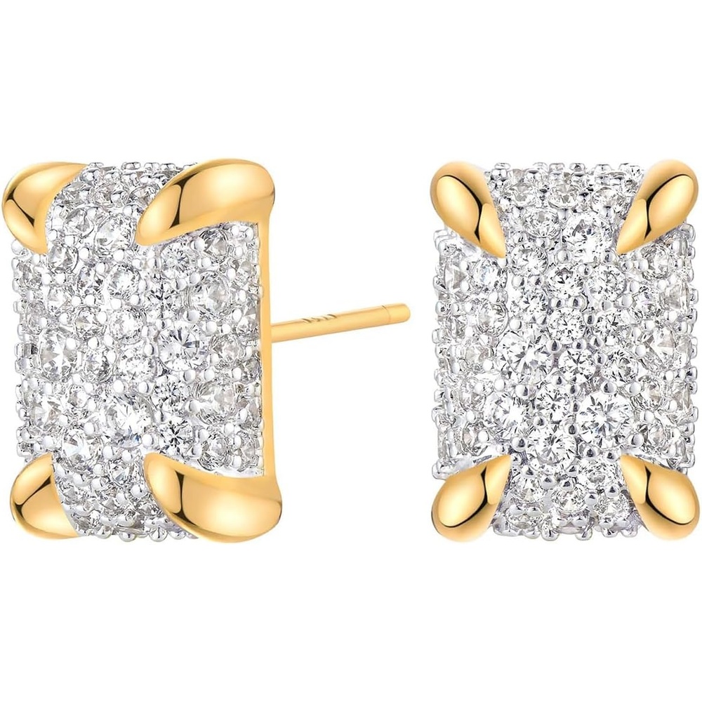 image:imageMEVECCO 18K Gold Plated Stud Earrings for Women Cubic Zirconia Dainty Small Minimalist Shape Jewelry for Everyday Stackable Stylerectangle