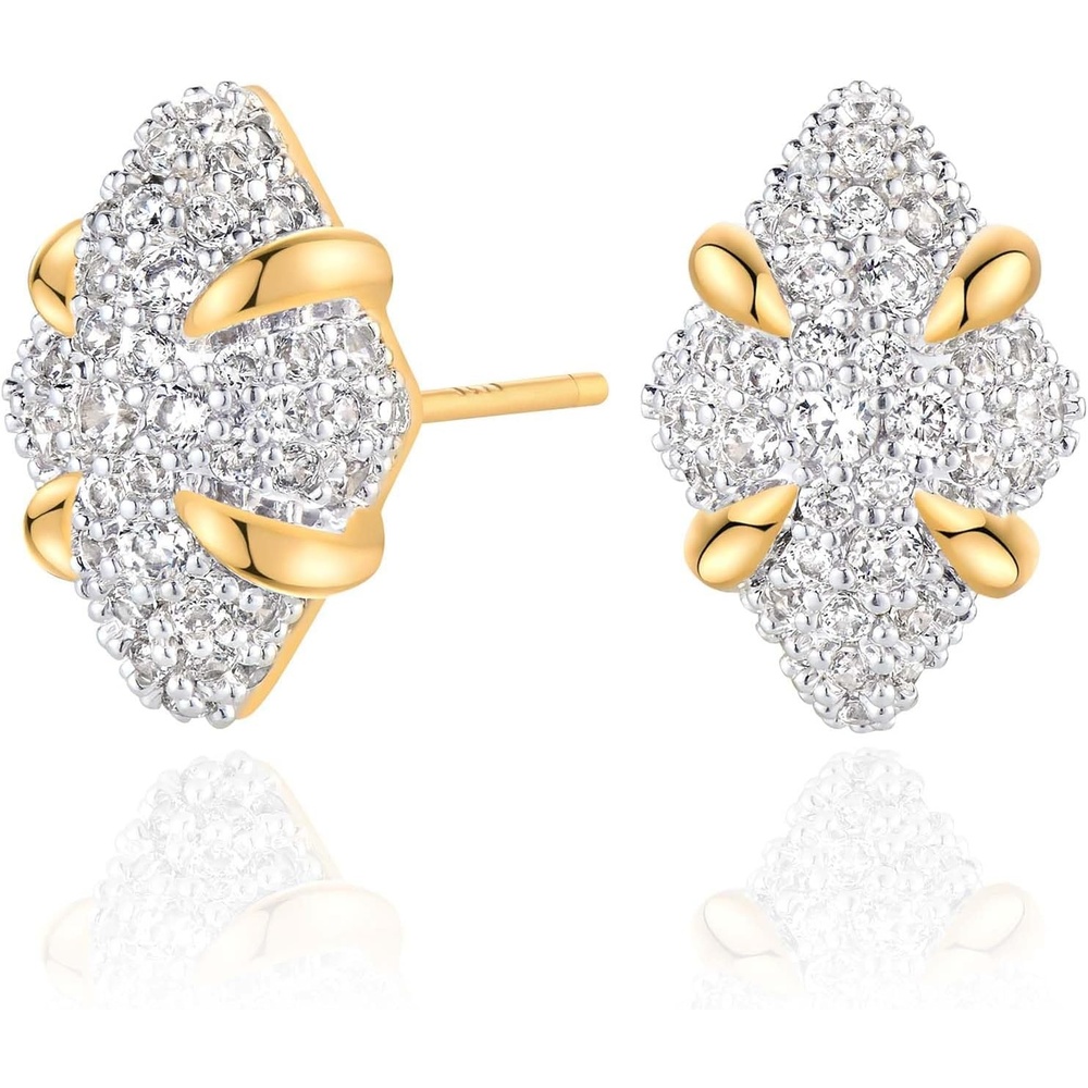 image:imageMEVECCO 18K Gold Plated Stud Earrings for Women Cubic Zirconia Dainty Small Minimalist Shape Jewelry for Everyday Stackable Stylerhombus