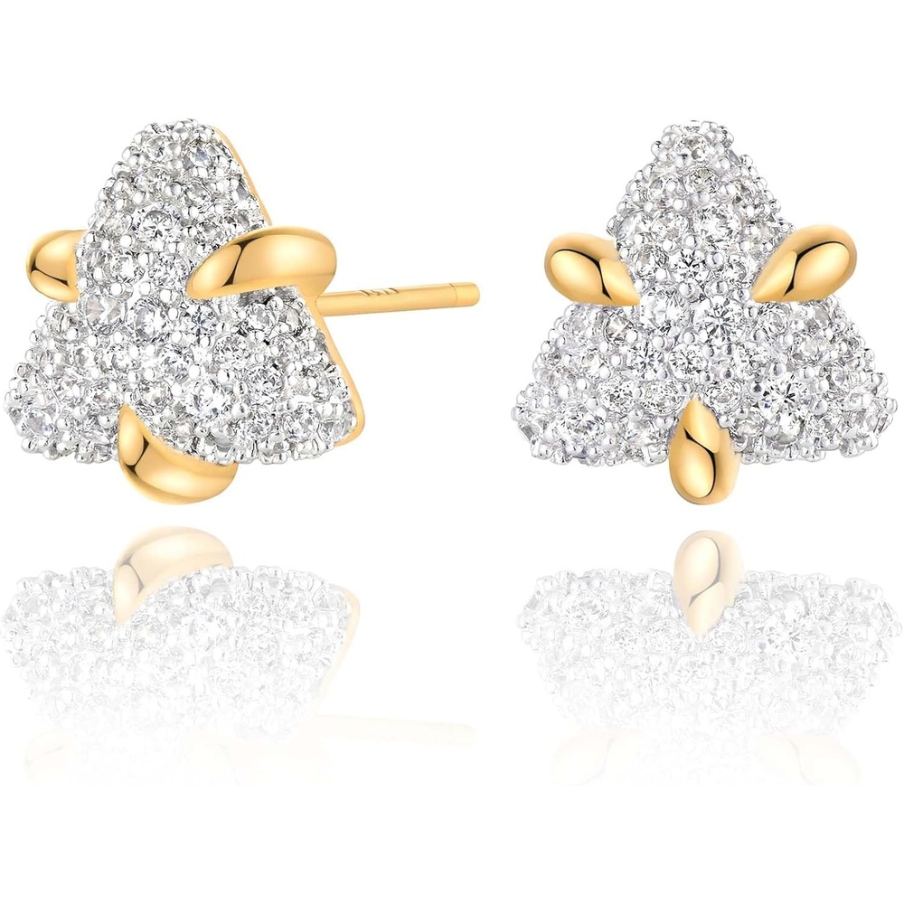 image:imageMEVECCO 18K Gold Plated Stud Earrings for Women Cubic Zirconia Dainty Small Minimalist Shape Jewelry for Everyday Stackable Styletriangle