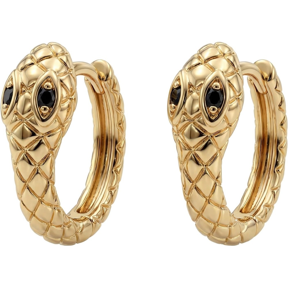 image:imageMEVECCO Dainty Gold Snake Earrings for Women 18K Gold Plated Dainty Snake Huggie Hoop Earrings Small Tiny Minimalist Snake Hoop Huggie Earrings Snake JewelrySnake Hoop