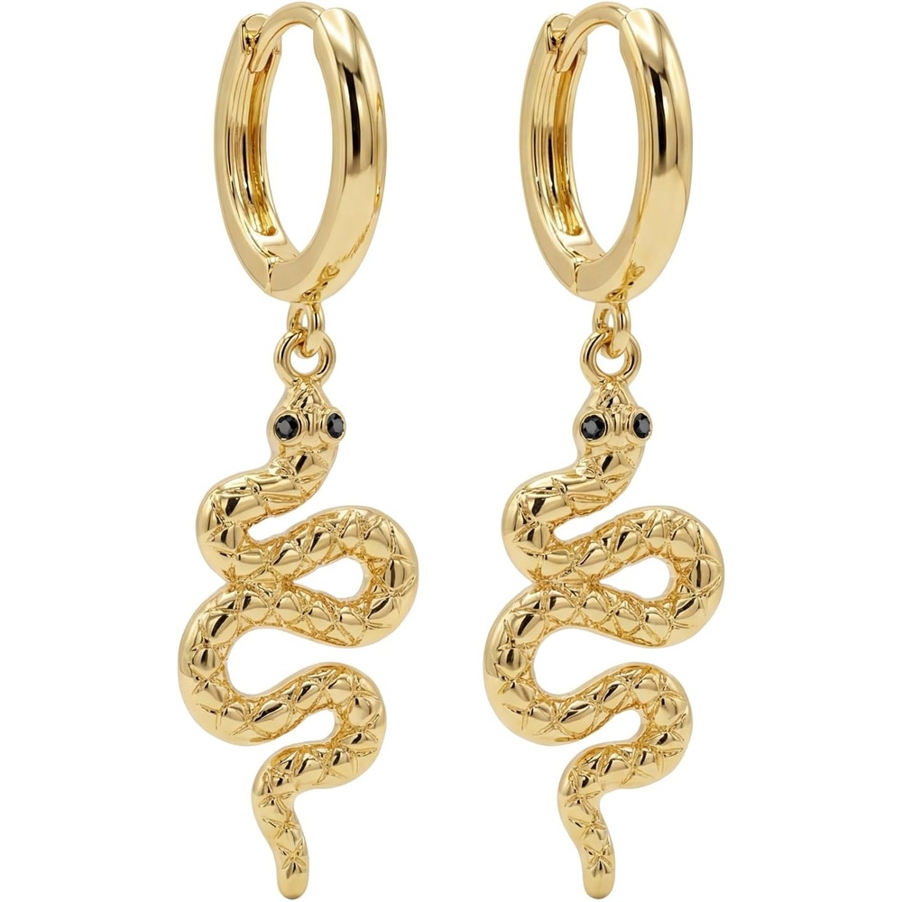 image:imageMEVECCO Dainty Gold Snake Earrings for Women 18K Gold Plated Dainty Snake Huggie Hoop Earrings Small Tiny Minimalist Snake Hoop Huggie Earrings Snake JewelrySnake Dangle