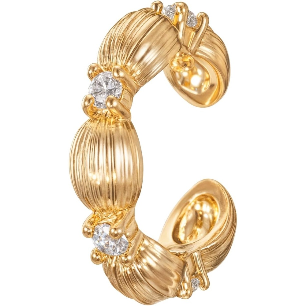 image:imageMEVECCO Ear Cuff Non Piercing 18K Gold Plated Ear Cuff Earring Sets Clip on Cartilage Turquoise Red Ruby CZ Heart Flower Fake Hoop Earrings Stack Women Giftscute cuff