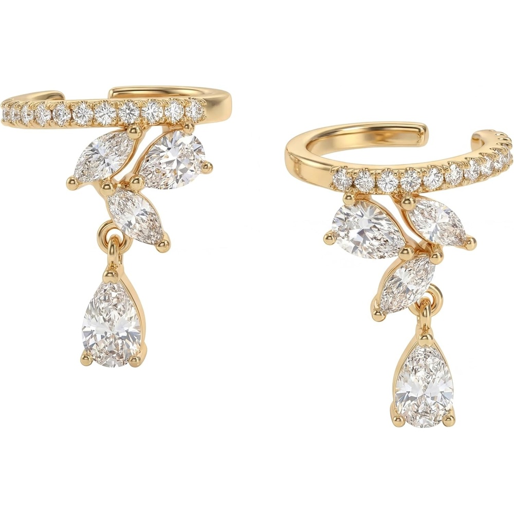 image:imageMEVECCO Gold Ear Cuff Earring 18K Gold Plated Non Pierced Ear Cartilage Clip on Wrap Hoop Tiny Chunky Blod Thick Simple Minimalist Handmade Delicate Hypoallergenic Ear Cuff Fake Earrings Women GiftDangle CZ